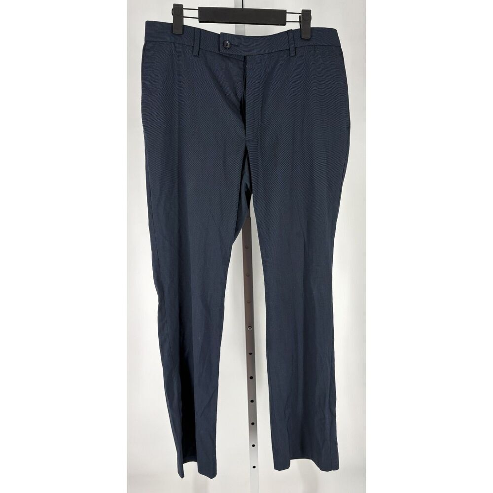 Apt. 9 Mens Navy Blue Dress Pants Flat Front Trouser Slim Fit Workwear